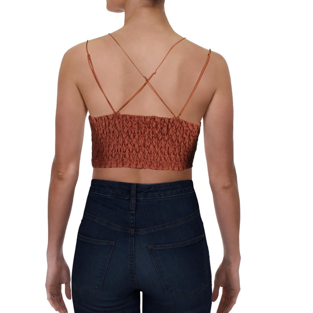 •INTIMATELY FREE PEOPLE•NWOT BROWN ADELE WIRELESS CROCHET LACE BRALETTE - Picture 2 of 7
